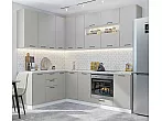 Модульный кухонный гарнитур Флэт-02 Light Grey In 2S/Белый 2340x1700/2400x600