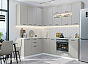 Модульный кухонный гарнитур Флэт-02 Light Grey In 2S/Белый 2340x1700/2400x600