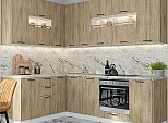 Модульный кухонный гарнитур Флэт-02 Natural Casella Oak 2S/Белый 2340x1700/2400x600