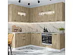 Модульный кухонный гарнитур Флэт-02 Natural Casella Oak 2S/Белый 2340x1700/2400x600