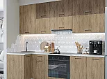 Модульный кухонный гарнитур Флэт-04 Brown Casella Oak 2S, Natural Casella Oak 2S/Белый 2340x1000/2500x600