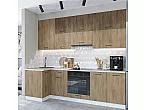 Модульный кухонный гарнитур Флэт-04 Brown Casella Oak 2S, Natural Casella Oak 2S/Белый 2340x1000/2500x600