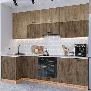 Модульный кухонный гарнитур Флэт-04 Natural Casella Oak 2S, Brown Casella Oak 2S/Дуб Вотан 2340x1000/2500x600