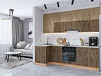 Модульный кухонный гарнитур Флэт-04 Natural Casella Oak 2S, Brown Casella Oak 2S/Дуб Вотан 2340x1000/2500x600
