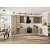 Модульный кухонный гарнитур Флэт-05 Brown Casella Oak 2S, Natural Casella Oak 2S/Белый 2340x4000/1000x600 Полки стекло
