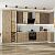 Модульный кухонный гарнитур Флэт-05 Brown Casella Oak 2S, Natural Casella Oak 2S/Белый 2340x4000/1000x600 Полки стекло
