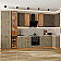 Модульный кухонный гарнитур Флэт-05 Brown Casella Oak 2S, Natural Casella Oak 2S/Дуб Вотан 2340x4000/1000x600 Полки стекло