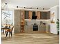 Модульный кухонный гарнитур Флэт-05 Brown Casella Oak 2S, Natural Casella Oak 2S/Дуб Вотан 2340x4000/1000x600 Полки стекло