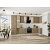 Модульный кухонный гарнитур Флэт-05 Natural Casella Oak 2S/Белый 2340x4000/1000x600 Полки стекло