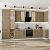 Модульный кухонный гарнитур Флэт-05 Natural Casella Oak 2S/Белый 2340x4000/1000x600 Полки стекло