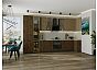 Модульный кухонный гарнитур Флэт-05 Natural Casella Oak 2S, Brown Casella Oak 2S/Graphite 2340x4000/1000x600 Полки стекло