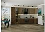 Модульный кухонный гарнитур Флэт-05 Natural Casella Oak 2S, Brown Casella Oak 2S/Graphite 2340x4000/1000x600 Полки стекло