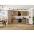 Модульный кухонный гарнитур Флэт-05 Natural Casella Oak 2S/Дуб Вотан 2340x4000/1000x600 Полки стекло