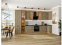 Модульный кухонный гарнитур Флэт-05 Natural Casella Oak 2S/Дуб Вотан 2340x4000/1000x600 Полки стекло