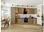 Модульный кухонный гарнитур Флэт-05 Natural Casella Oak 2S/Дуб Вотан 2340x4000/1000x600 Полки стекло