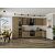 Модульный кухонный гарнитур Флэт-05 Natural Casella Oak 2S/Graphite 2340x4000/1000x600 Полки стекло