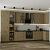 Модульный кухонный гарнитур Флэт-05 Natural Casella Oak 2S/Graphite 2340x4000/1000x600 Полки стекло