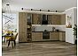Модульный кухонный гарнитур Флэт-05 Natural Casella Oak 2S/Graphite 2340x4000/1000x600 Полки стекло