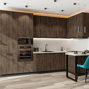 Модульный кухонный гарнитур Флэт-06 Brown Casella Oak 2S/Graphite 2340x3200/1350x600