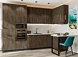 Модульный кухонный гарнитур Флэт-06 Brown Casella Oak 2S/Graphite 2340x3200/1350x600
