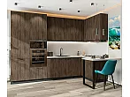 Модульный кухонный гарнитур Флэт-06 Brown Casella Oak 2S/Graphite 2340x3200/1350x600
