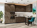 Модульный кухонный гарнитур Флэт-06 Brown Casella Oak 2S/Graphite 2340x3200/1350x600