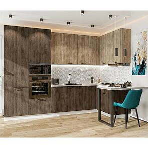 Модульный кухонный гарнитур Флэт-06 Natural Casella Oak 2S, Brown Casella Oak 2S/Белый 2340x3200/1350x600
