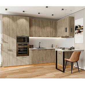 Модульный кухонный гарнитур Флэт-06 Natural Casella Oak 2S/Дуб Вотан 2340x3200/1350x600