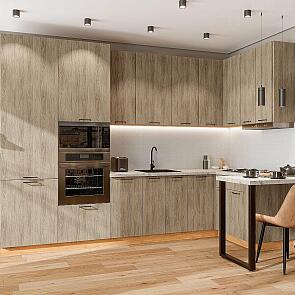 Модульный кухонный гарнитур Флэт-06 Natural Casella Oak 2S/Дуб Вотан 2340x3200/1350x600