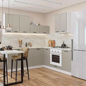 Модульный кухонный гарнитур Фрейм-03 Clay Silk/Белый 2140x2200/2000x600