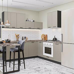 Модульный кухонный гарнитур Фрейм-03 Clay Silk/Graphite 2140x2200/2000x600