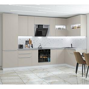 Модульный кухонный гарнитур Фьюжн-02 Clay Silk/Белый 2340x3700/1300x600