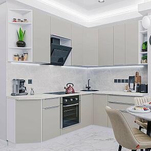 Модульный кухонный гарнитур Фьюжн-04 Clay Silk/Белый 2340x2200/1800x600