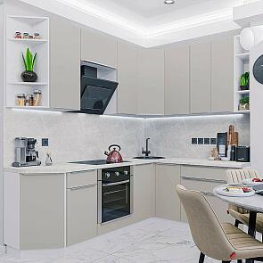 Модульный кухонный гарнитур Фьюжн-04 Clay Silk/Белый 2340x2200/1800x600