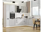 Модульный кухонный гарнитур Нео-03 Grey Silk, Clay Silk/Белый 2140x3000/2100x600