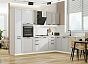 Модульный кухонный гарнитур Нео-03 Clay Silk, Grey Silk/Белый 2140x3000/2100x600