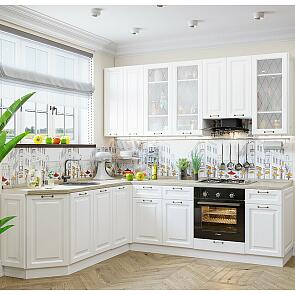 Модульный кухонный гарнитур Ницца-03 Белый/Белый 2340x1890/2400x600