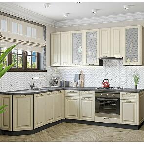 Модульный кухонный гарнитур Ницца-03 Дуб крем/Graphite 2340x1890/2400x600