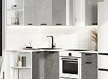 Кухонный гарнитур Рио Бетон темный, Бетон светлый/Белый 2140x2000/1300x600
