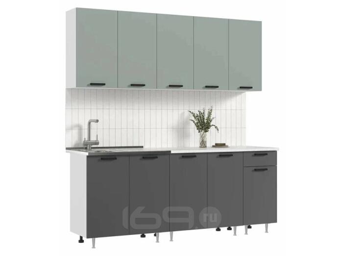 ЛДСП Кухня Рио NEW 2,0м (490) (Сумеречный голубой/Графит, Белый (Антарес))