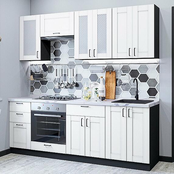 Кухня Прямая Лофт-01 Super White/Graphite 2140*2200*600