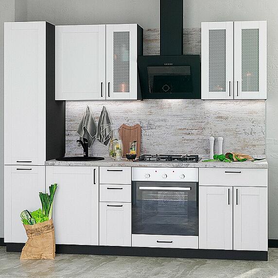 Кухня Прямая Лофт-02 Super White/Graphite 2140*2400*600