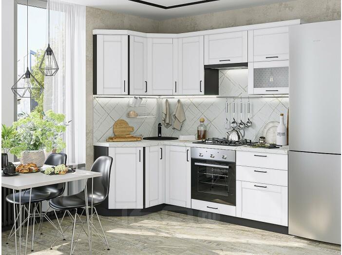 Кухня угловая Лофт-03 Super White/Graphite 2140*1200/2200*600