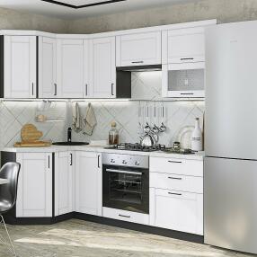 Кухня угловая Лофт-03 Super White/Graphite 2140*1200/2200*600