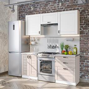 Кухня прямая Лофт-05 Super White/Cappuccino Veralinga/Белый 2140*1800*600