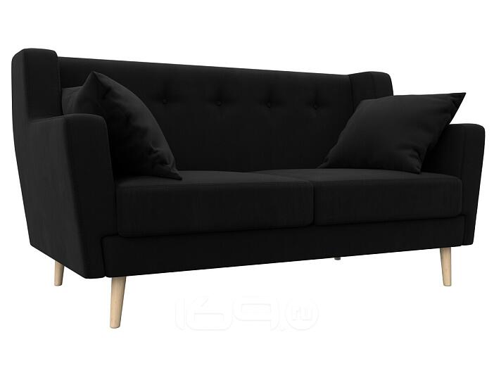 Диван кухонный прямой брайтон микровельвет 2 черный без механизма