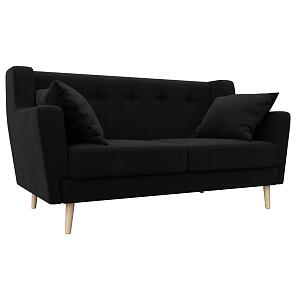 Диван кухонный прямой брайтон микровельвет 2 черный без механизма