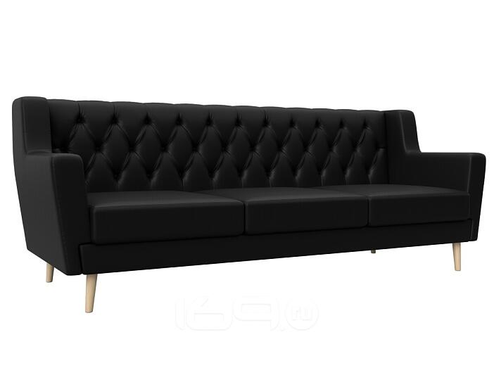 Диван кухонный прямой брайтон 3 люкс черный без механизма