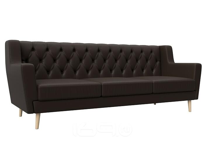 Диван кухонный прямой брайтон 3 люкс коричневый без механизма