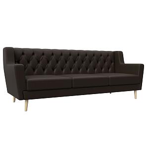 Диван кухонный прямой брайтон 3 люкс коричневый без механизма